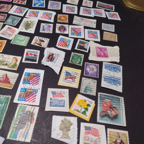 Vintage International Stamp Lot (B1) -Mixed On/Off Paper (US, CANADA, GERMANY +)