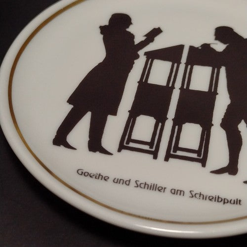 Weimar Germany Porcelain Decorative Plate, "Goethe Und Schiller Am Shreibpult"