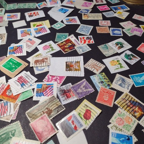 Vintage International Stamp Lot (A1) -Mixed On/Off Paper (US, Spain, Canada, +)