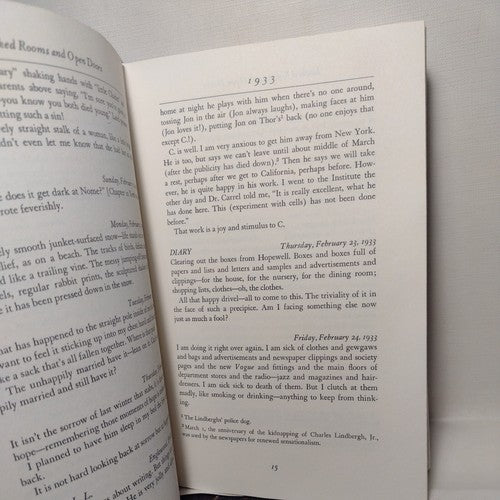 Locked Rooms and Open Doors by Anne Morrow Lindbergh -1st Ed. Hardcover -1974