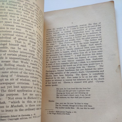 Dramatic Irony By G.G. Sedgewick -Rare Academic Folio -1925 -ExLibris H.R. Patch