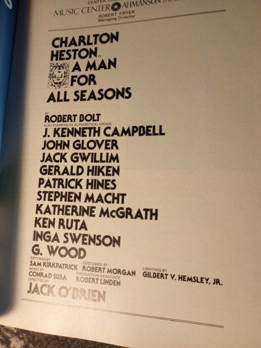 PERFORMING ARTS MARCH 1979 CA AHMANSON CHARLTON HESTON MAN FOR ALL SEASONS