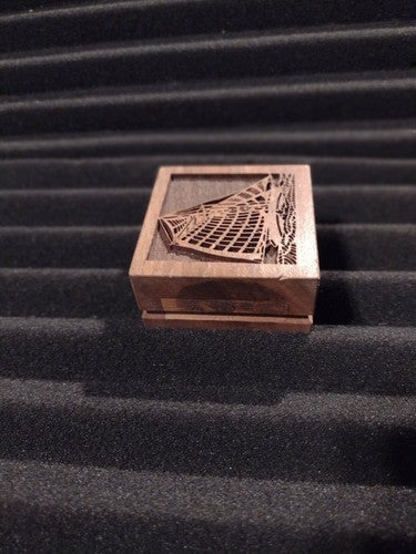 Vintage Lasercraft Paperweight, Galleon Design, Walnut