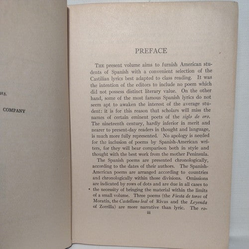 Modern Spanish Lyrics by Elijah Hills and S. Morley -1913 -HC no DJ -1st Ed