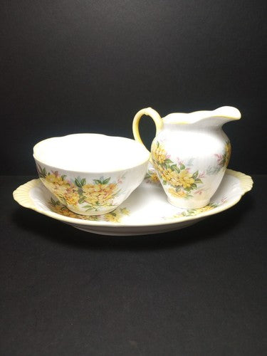 Royal Albert Tea/Coffee Creamer, Sugar And Plate Blossom Series "Laburnum" 1960s