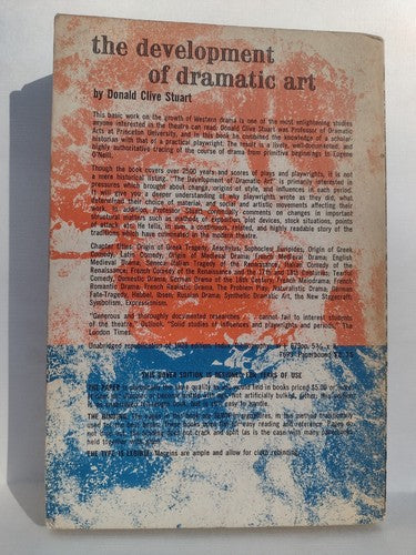 The Development Of Dramatic Art By Donald Clive Stuart -1960 -PB -New Dover Ed.