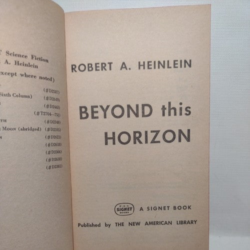 Beyond This Horizon by Robert A. Heinlein 4th Signet printing 1948 Paperback