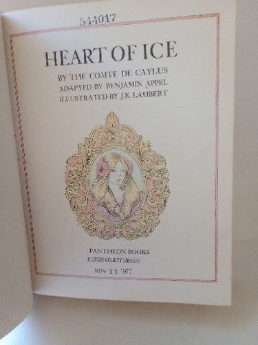 Vtg J K LAMBERT Comte de Caylus Heart of Ice 1977 HC 1st Ed Story Book