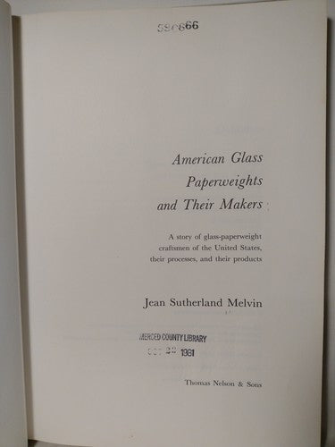 American Glass Paperweights and Their Makers By Jean Melvin -1966 -1st Ed -HCwDJ