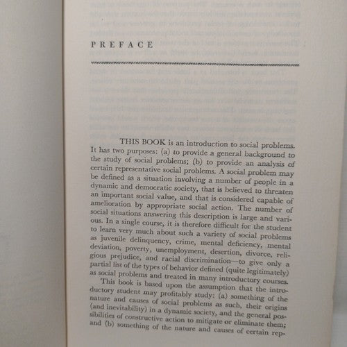 Social Problems by Francis Merrill –1950 -HCnoDJ -1st Edition -Sociology