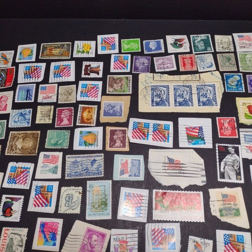 Vintage International Stamp Lot (F1) -Mixed On/Off Paper -US, Netherlands, Spain