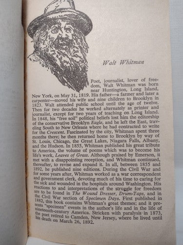 Leaves Of Grass By Walt Whitman -1954 -Trade PB -14th Print -Classic Poetry