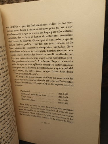 La Chronologia De La Historia Incaica -Folio Copy -1963 -Spanish History