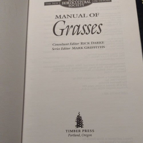 Royal Horticultural Society: Manual of Grasses by Mark Griffiths 1994 Hardcover