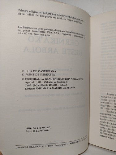 Gernika'ko Beste Arbola, Luis De Castresana -Paperback -Basque Literature -1979