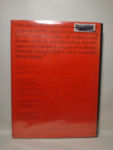 Portrait of Carnegie Hall by Theodore Cron -1963 -HCwDJ -ExLibrary -1st Print