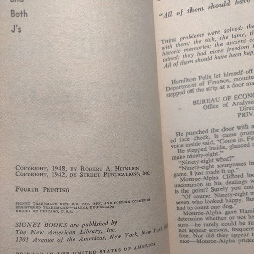 Beyond This Horizon by Robert A. Heinlein 4th Signet printing 1948 Paperback