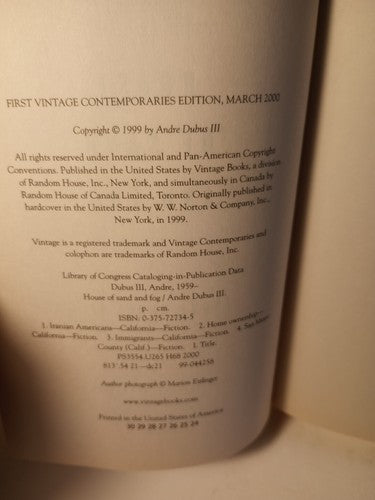 Vintage Contemporaries Ser.: House of Sand and Fog by Andre Dubus 3rd (2000,...