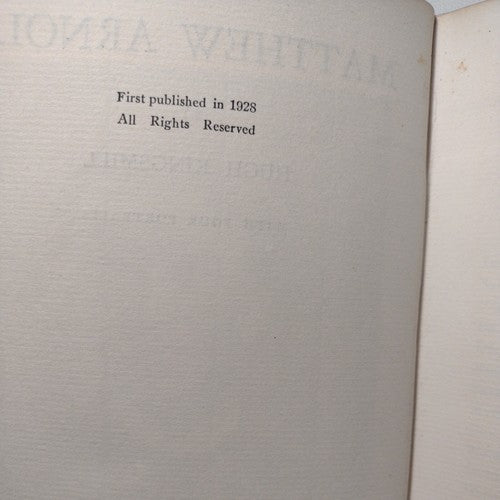 Matthew Arnold by Hugh Kingsmill -1928 -HC no DJ -Ex Libris -Literature