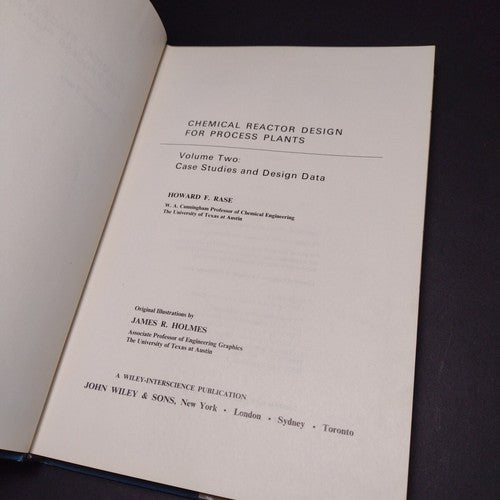 Chemical Reactor Design For Process Plants Volume 2 by Howard Rase -1971 -1st Ed
