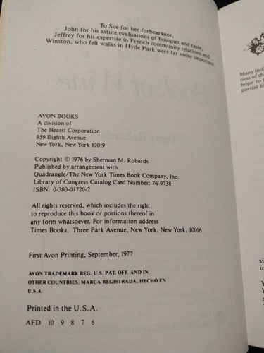 NYT The New York Times Book of Wine by Terry Robards 1977 - Paperback - Vintage