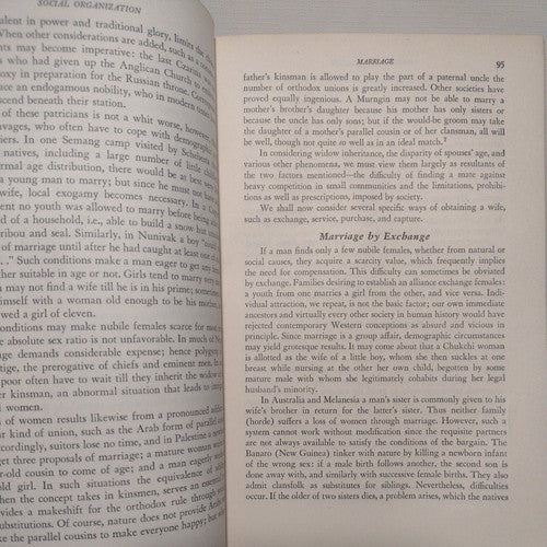 Social Organization by Robert H. Lowie - 1948 Hardcover no dj - Rinehart & Co.