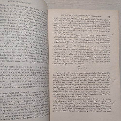 Social Organization by Robert H. Lowie - 1948 Hardcover no dj - Rinehart & Co.