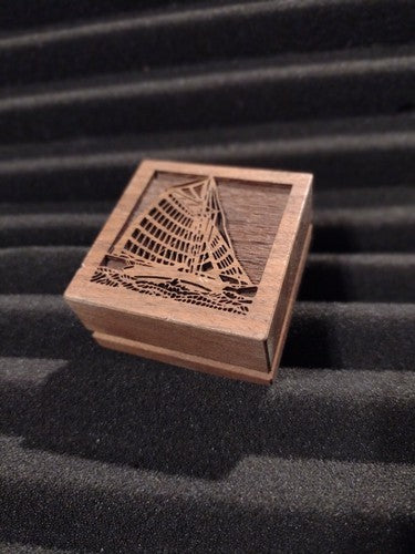 Vintage Lasercraft Paperweight, Galleon Design, Walnut