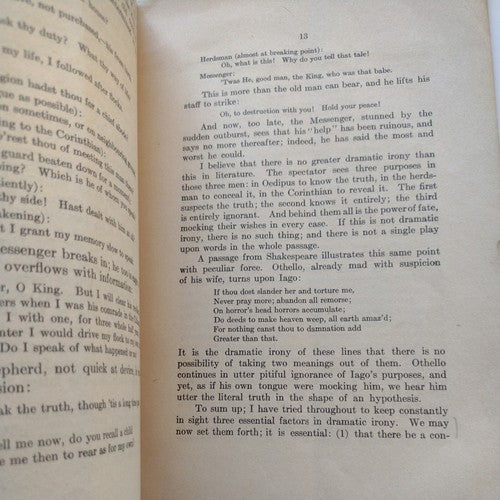 Dramatic Irony By G.G. Sedgewick -Rare Academic Folio -1925 -ExLibris H.R. Patch
