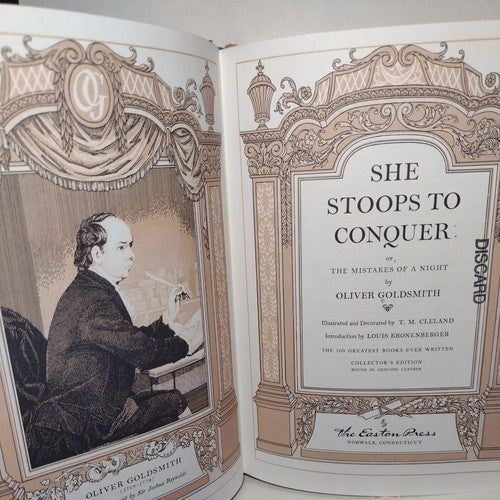 Easton Press She Stoops to Conquer Oliver Goldsmith Blue Leather Bound Book 1978