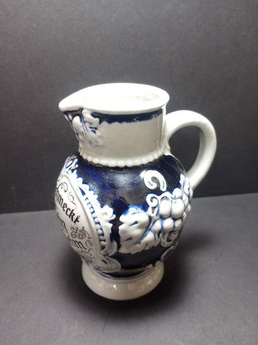 Antique Western German "Fein Schmeckt Der Wein" Glazed Pitcher (5 1/2")