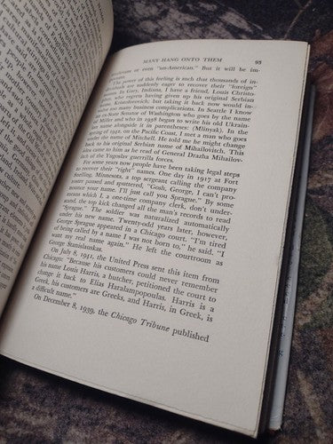 What’s Your Name? By Louis Adamic -Hardcover 1942 -1st Ed. -Immigration History