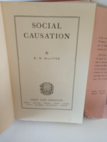 Social Causation By R.M Mac Iver 1942 first Edition HC Sociology