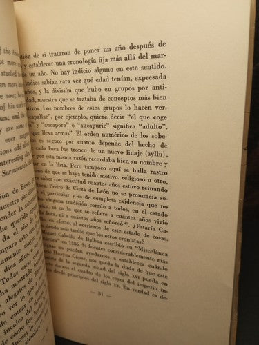La Chronologia De La Historia Incaica -Folio Copy -1963 -Spanish History