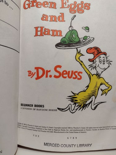 Lot of 2 Dr Seuss Books, Green Eggs and Ham and the foot book 1988 LB