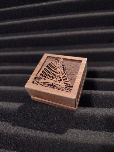Vintage Lasercraft Paperweight, Galleon Design, Walnut