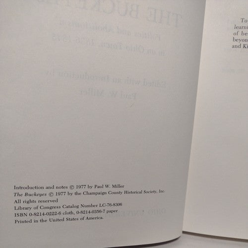 The Buckeyes by Brand Whitlock -1977 -Hardcover no DJ  -Classic American Liter.