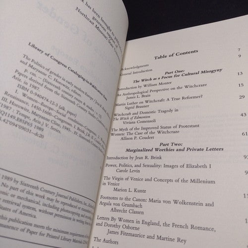 The Politics of Gender in Early Modern Europe Volume XII by Jean R. Brink -1989