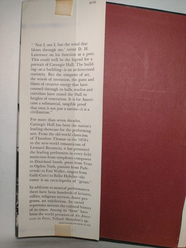 Portrait of Carnegie Hall by Theodore Cron -1963 -HCwDJ -ExLibrary -1st Print