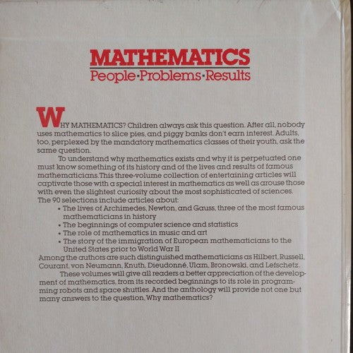 Mathematics: People, Problems, Results 3 Vol Set with Case exlibris G.H. Hahne .