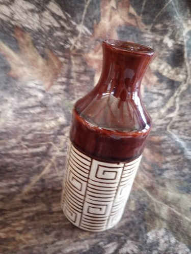 Brown Dual Glazed Bud Vase Stoneware 8 Inch Boho design