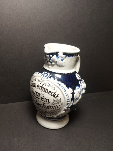 Antique Western German "Fein Schmeckt Der Wein" Glazed Pitcher (5 1/2")