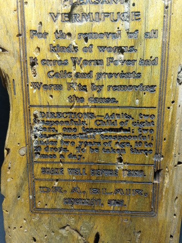 Etched Wood Plaque "Worm Syrup"