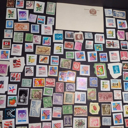 Vintage International Stamp Lot (I1) -Mixed On/Off Paper (US, Spain, Zimbabwe +)