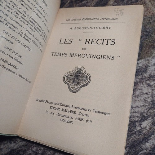 Great Literary Events: Stories of Merovingian Times by A. Augustin-Thierry 1929