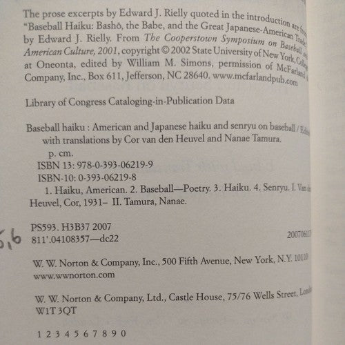Baseball Haiku: The Best Haiku Ever Written about the Game by Nanae Tamura -2007