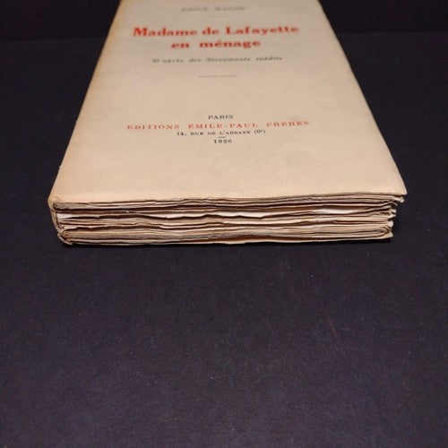 Madame De Lafayette En Menage, Emile Magne -French Paperback -1926 -Ex Libris