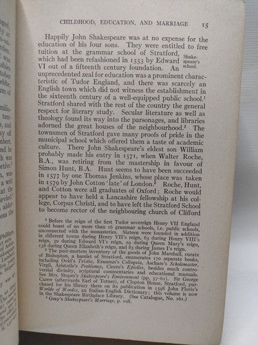 A LIFE OF WILLIAM SHAKESPEARE BY SIDNEY LEE -1916 -Hardcover No DJ -New Edition