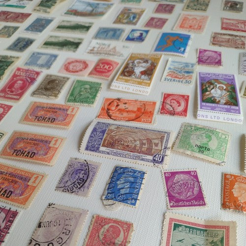Vintage International Stamp Lot (E) -Romania, London, Germany -mix on/off paper