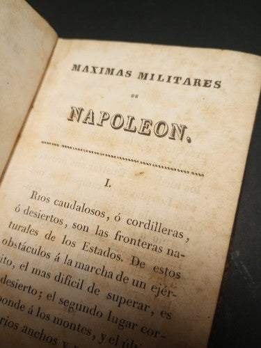 Maximas Militaries De Napoleon 1828 Rare Ex libris Echegaray Leather Hardcover